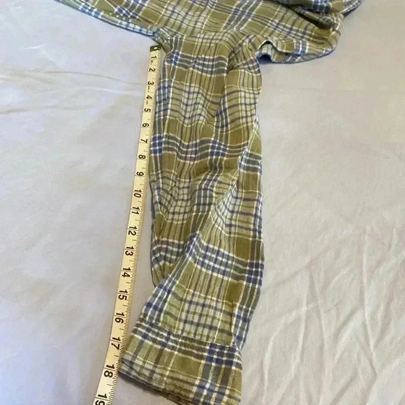 American Eagle Khaki, Blue & Cream Long Sleeve Boxy, Cropped Medium Top Shirt. - Picture 11 of 11